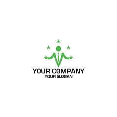 V Star Businesman Logo Design Vector