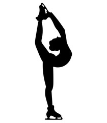 Silhouettes girls skaters. Figure skating. Black and white illustration of a figure skater. Winter sport. © Igor