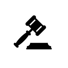 Judge gavel or auction hammer icon