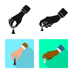 Vector illustration of checkmate and thin symbol. Collection of checkmate and target stock symbol for web.