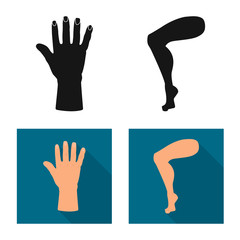 Isolated object of body and part sign. Set of body and anatomy vector icon for stock.