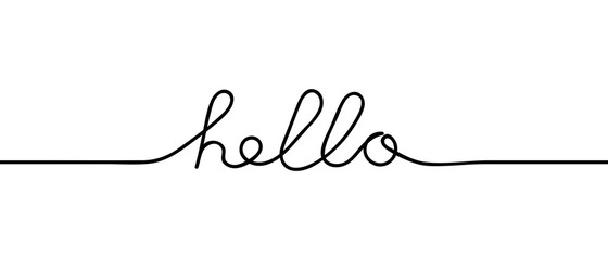 Continuous black line drawing word Hello. Minimalist hello concept. Vector illustration © Iuliia