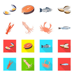 Vector design of fresh and restaurant logo. Set of fresh and marine stock vector illustration.