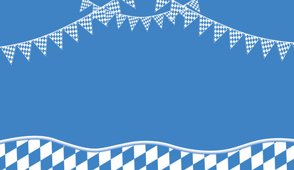 Wimpelkette mit diagonale Rautenmuster in Blau Weiß mit Welle auf blauem Hintergrund