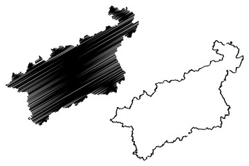 Usti nad Labem Region (Bohemian lands, Czechia, Regions of the Czech Republic) map vector illustration, scribble sketch Ústí nad Labem (Ustecky Region) map