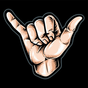 shaka hand vector logo and icon