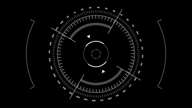 Detailed radial Heads-Up-Display HUD rotating graphics for sci-fi, gaming or drone footage. Loop ready animation. Includes black background and green screen chroma key versions.