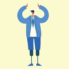Disabled man, young person with prosthesis , vector illustration in the flat style