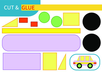 "Lilac retro car" mini-game "cut And glue" for learning, entertainment and education of children. Series "transport" - easy to print A4 and ready to use