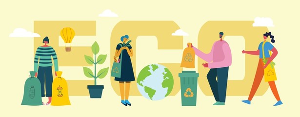 Vector illustration ECO background of Concept of green eco energy and quote Save the planet and Waste recycle.