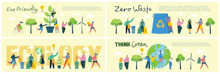 Vector illustration of Concept of Zero Waste, Green eco energy and Save the planet.