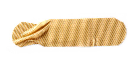 Adhesive band aid isolated on white background, top view