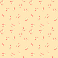 Delicate pastel children's seamless pattern: contour of fruits, apples and pears