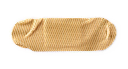 Adhesive band aid isolated on white background, top view