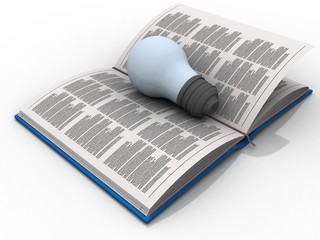 3d rendering books with bulb