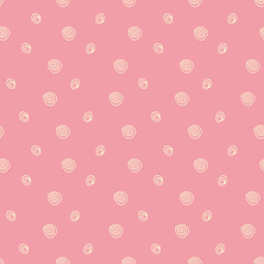 Doodle white curls isolated on a pink background. Vector seamless pattern