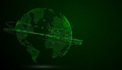 The Earth is made up of digital codes., a sense of science and technology abstract graphics.