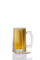 Perfect Mug of beer with foam on white background