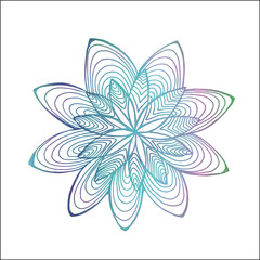 Neon abstract flower pattern. Psychedelic mandala motive.