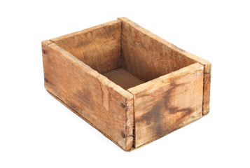 Wooden box on white