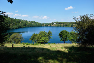 Fototapeta premium Landscape with maar in volcanic eifel in Germany