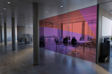 Glass Office Room Wall Mockup - 3d rendering
