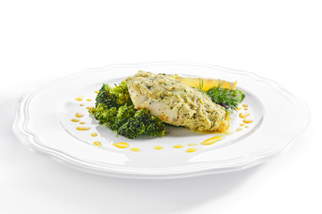 Pike Perch or Zander Fillet in Cream Sauce with Broccoli