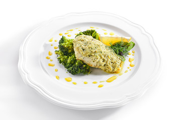 Pike Perch or Zander Fillet in Cream Sauce with Broccoli