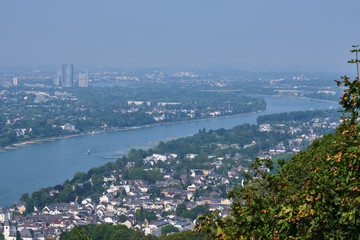 View to city Bonn and river Rhine