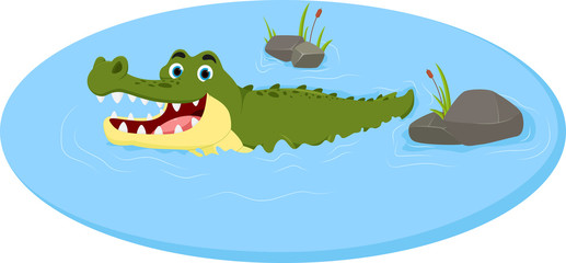 Fototapeta premium Cute crocodile cartoon , isolated on white background