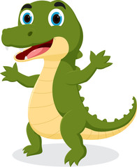 Cute crocodile cartoon , isolated on white background