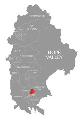 Barms red highlighted in map of High Peak district in East Midlands England UK