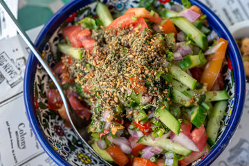 Vegetable salad with hyssop and sesame