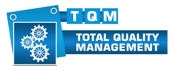 TQM - Total Quality Management Blue Squares Symbol Horizontal 