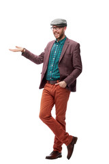 friendly smiling man in a cap .isolated on white