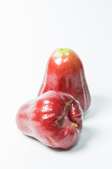 Red rose apple isolated on white background