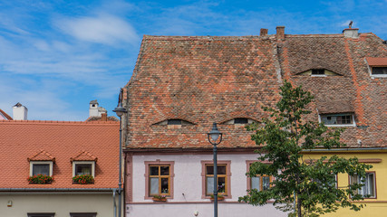 Roof in Old Town of Sibiu. Sibiu, Sibiu County, Romania.