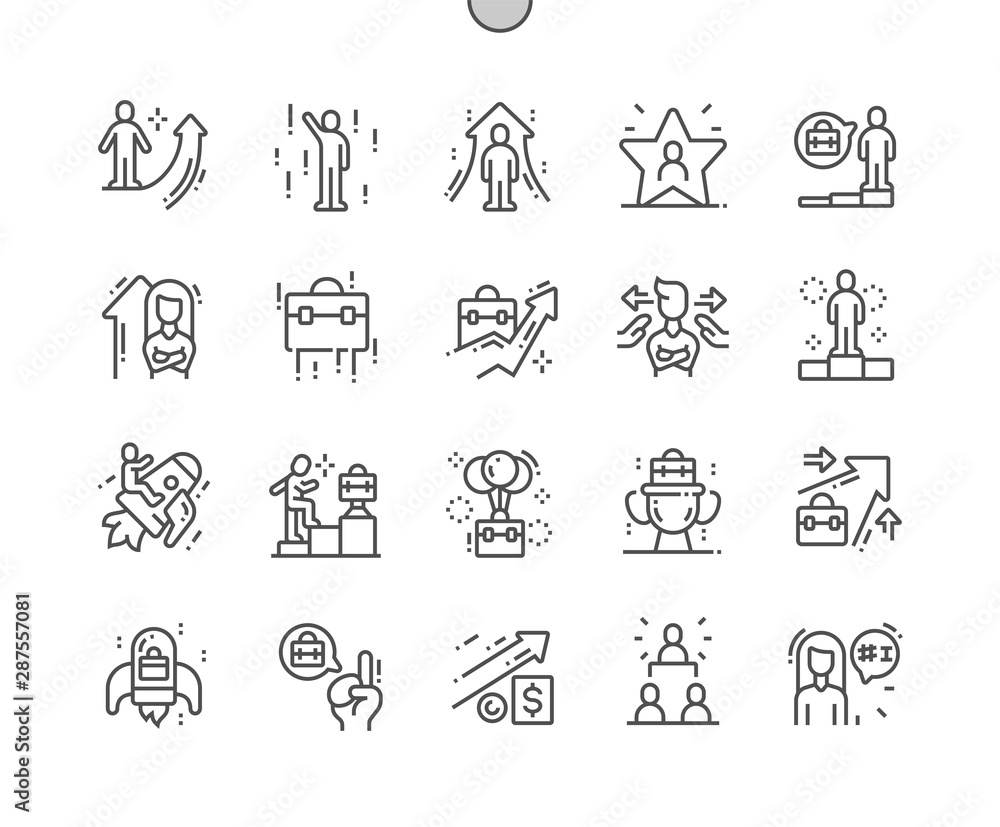 Poster career path well-crafted pixel perfect vector thin line icons 30 2x grid for web graphics and apps. 