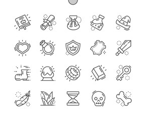 Fantasy game Well-crafted Pixel Perfect Vector Thin Line Icons 30 2x Grid for Web Graphics and Apps. Simple Minimal Pictogram