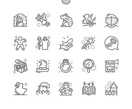 Fairy Tales Well-crafted Pixel Perfect Vector Thin Line Icons 30 2x Grid For Web Graphics And Apps. Simple Minimal Pictogram