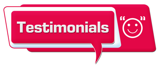 Testimonials Pink White Comment Symbol Horizontal 