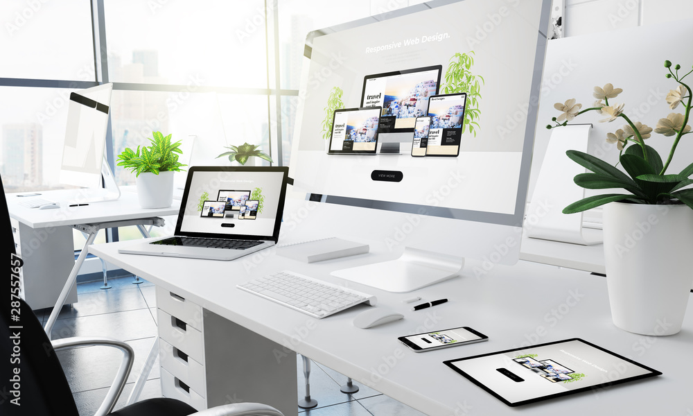 Wall mural office responsive devices responsive website