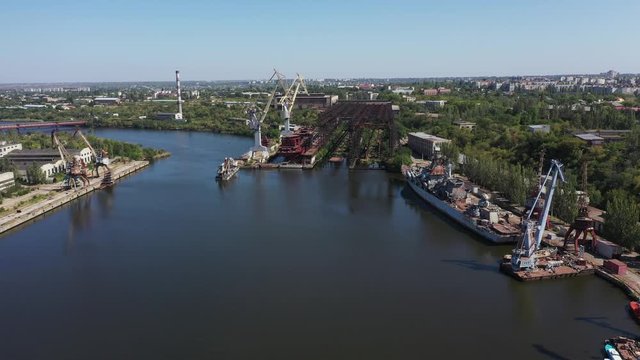 Aerial view of Dock for Repair of Ships and Boats in Nikolaev.