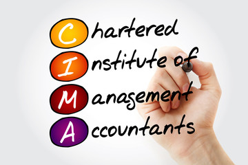 CIMA - Chartered Institute of Management Accountants acronym with marker, business concept background