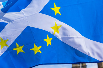 A Euroepan Union flag at George Square in Glasgow, Scotland, UK 
