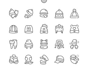 Winter headwear Well-crafted Pixel Perfect Vector Thin Line Icons 30 2x Grid for Web Graphics and Apps. Simple Minimal Pictogram