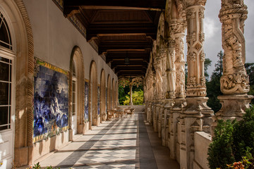 Palace Patio With Columns and Checkerboard Tiles, Luso, Portugal
