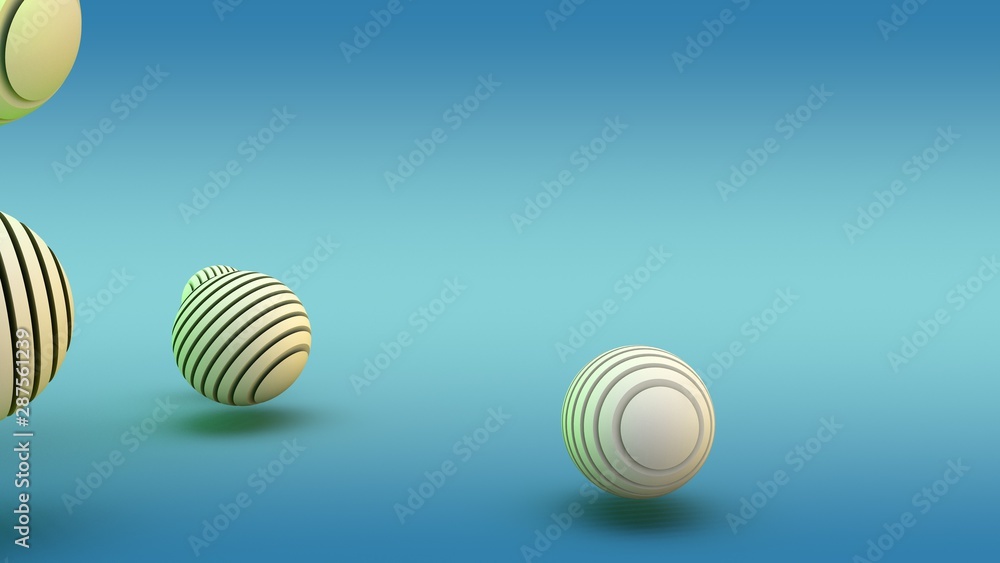 Poster 3d rendering of abstract geometric shapes in new year style on a blue background. image of spheres c