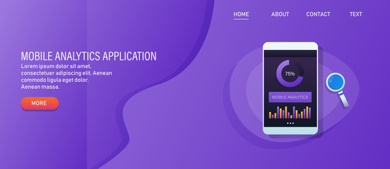 Mobile analytic, data management, information, statistic showing on mobile phone screen, application concept. Web banner, template, presentation. © Sammby