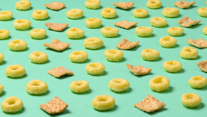Flakes on a green background. Pattern.